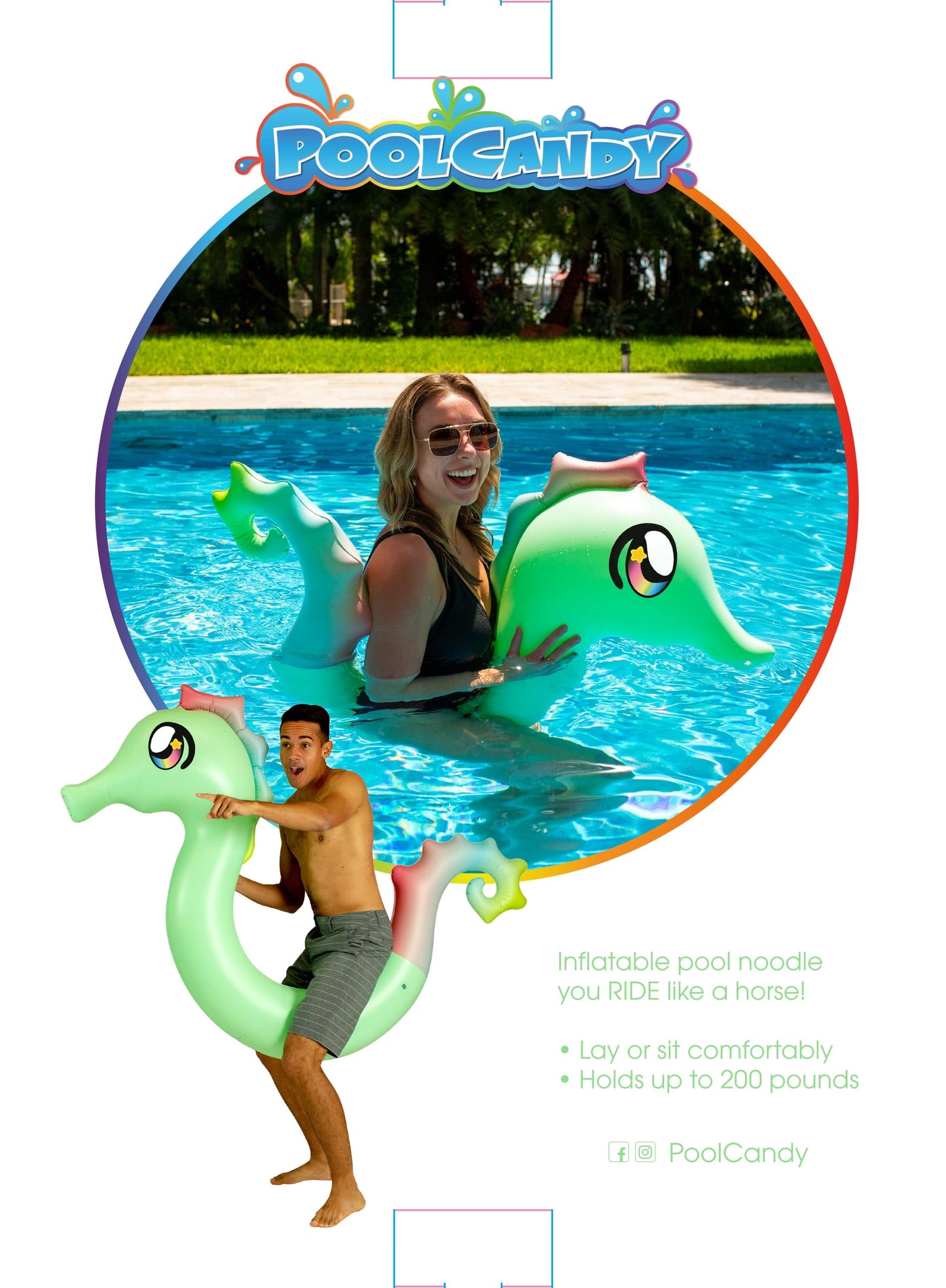 Inflatable Seahorse Ride-On Pool Noodle