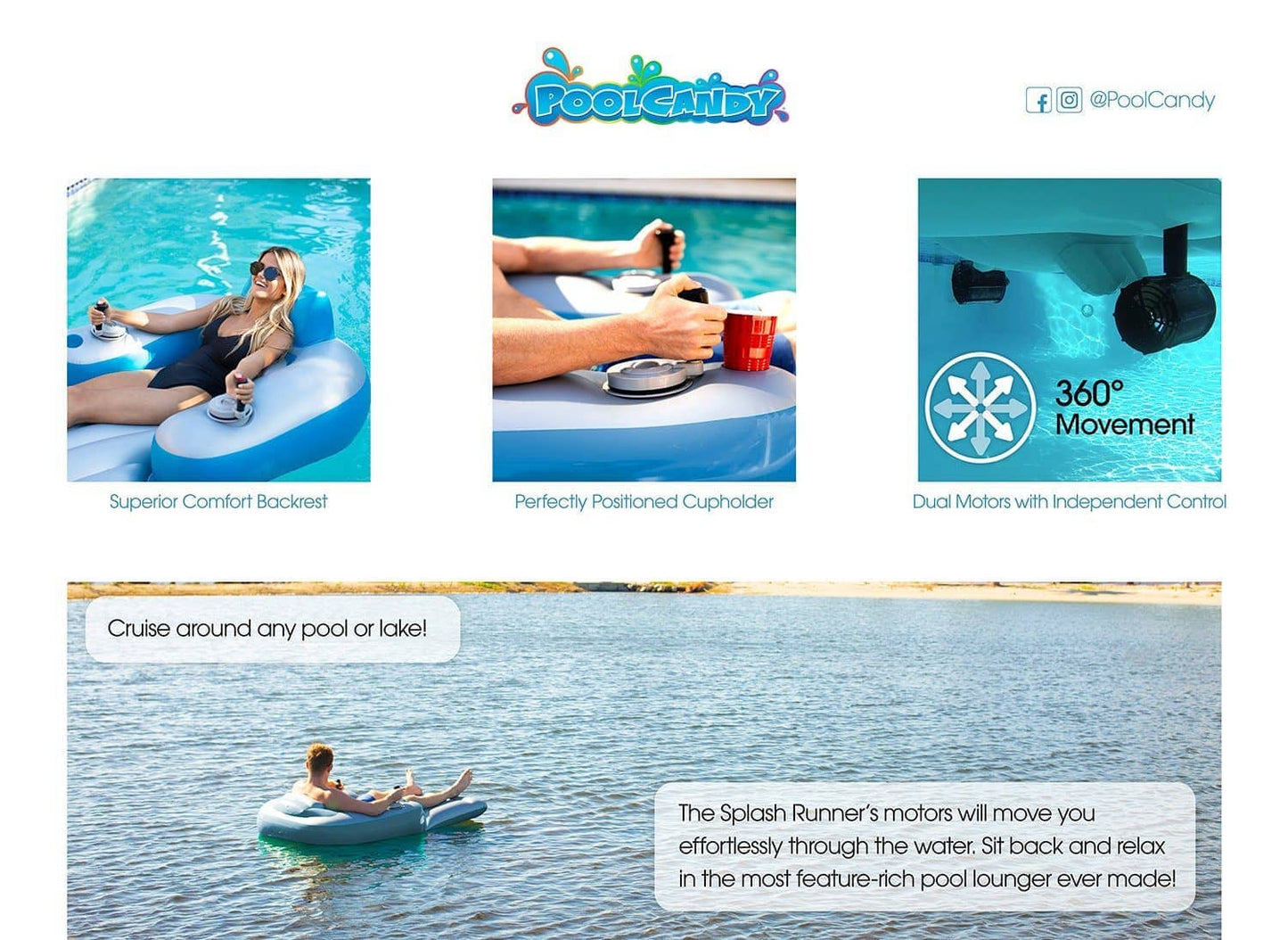 Splash Runner Motorized Inflatable Pool Tube 2.5 PoolCandy