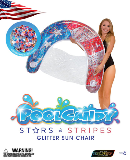 Inflatable Sun Chair Stars & Stripes Glitter PoolCandy