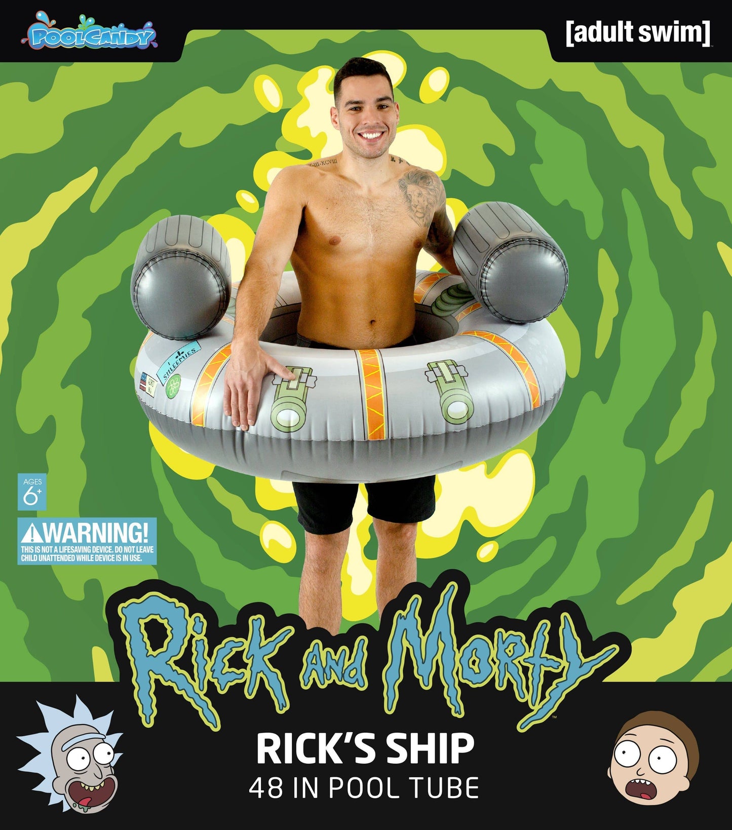 Rick and Morty Inflatable Rick's Ship Pool Tube 48" - PoolCandy