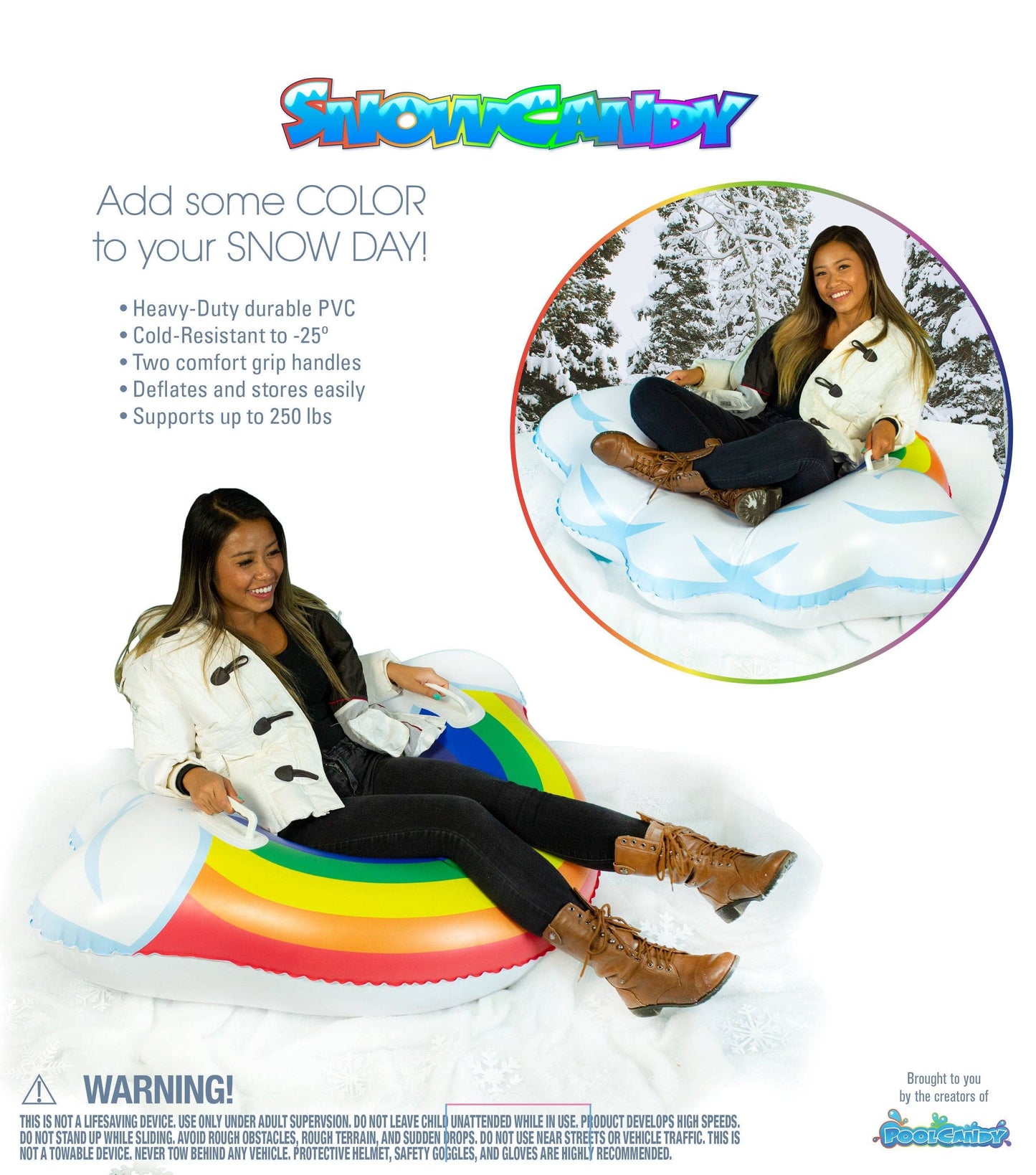 Inflatable Snow Tube Arctic Rainbow Jumbo Size SnowCandy