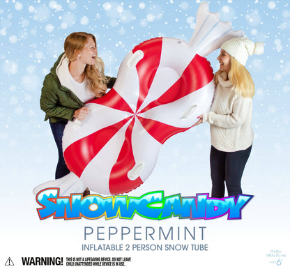 Peppermint Inflatable Snow Sled for 2 Person 77 inch SnowCandy