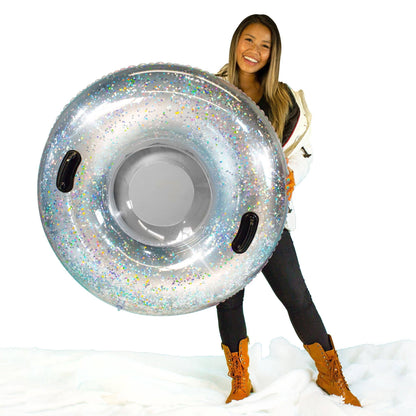 Inflatable Snow Tube Silver Glitter Large SnowCandy