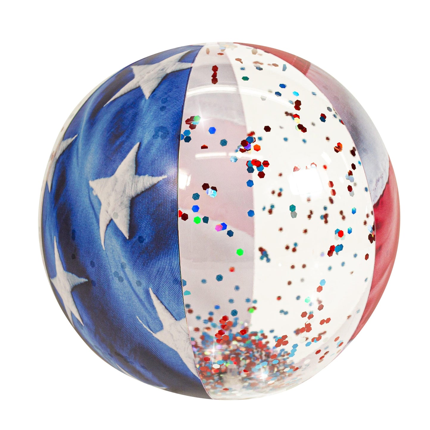 Inflatable Beach Ball Stars & Stripes with Glitter PoolCandy