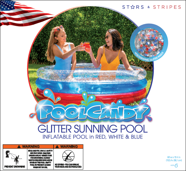 PoolCandy Stars & Stripes Glitter Sunning Pool - Deluxe 60 x 15"