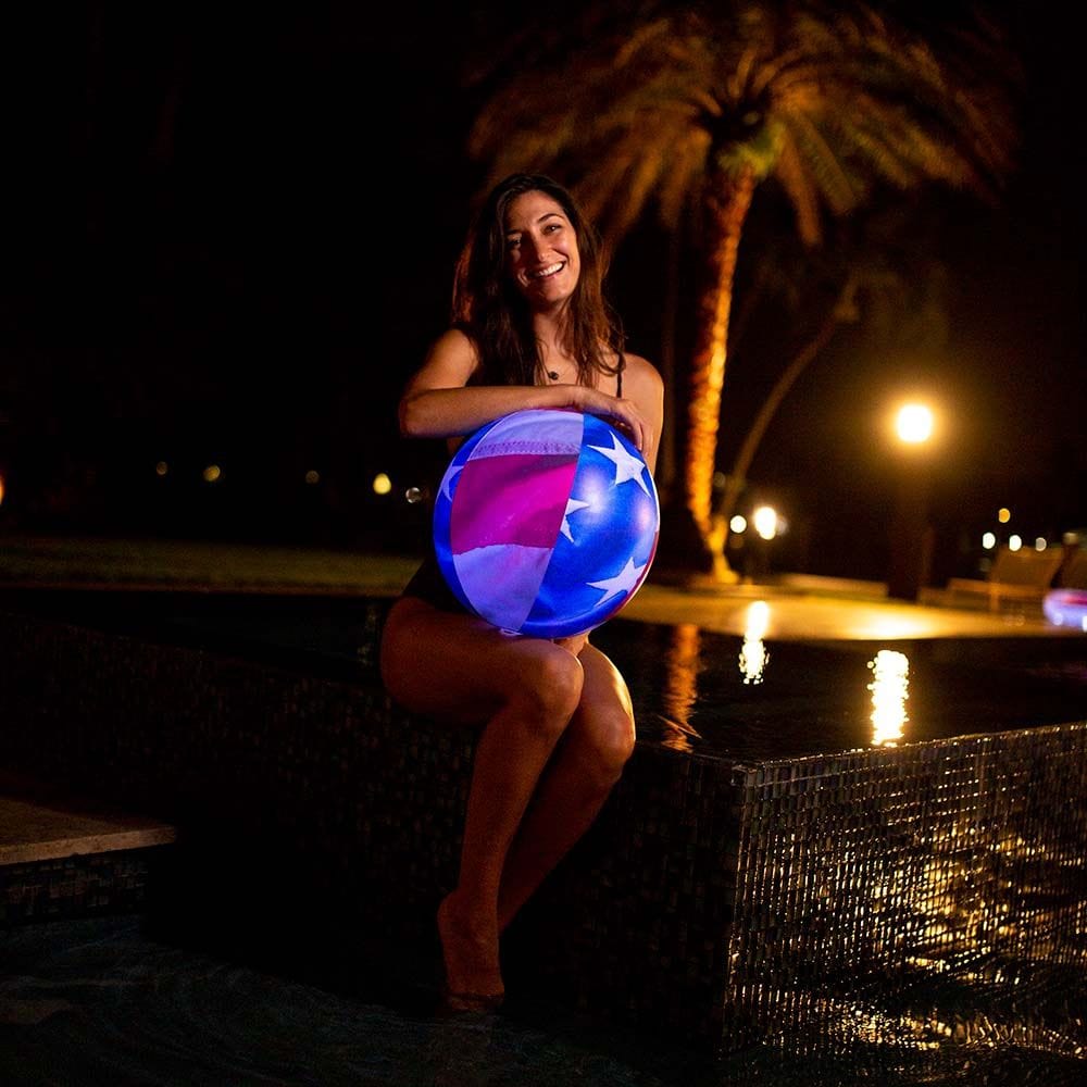 Inflatable Beach Ball Stars & Stripes Illuminated LED Jumbo