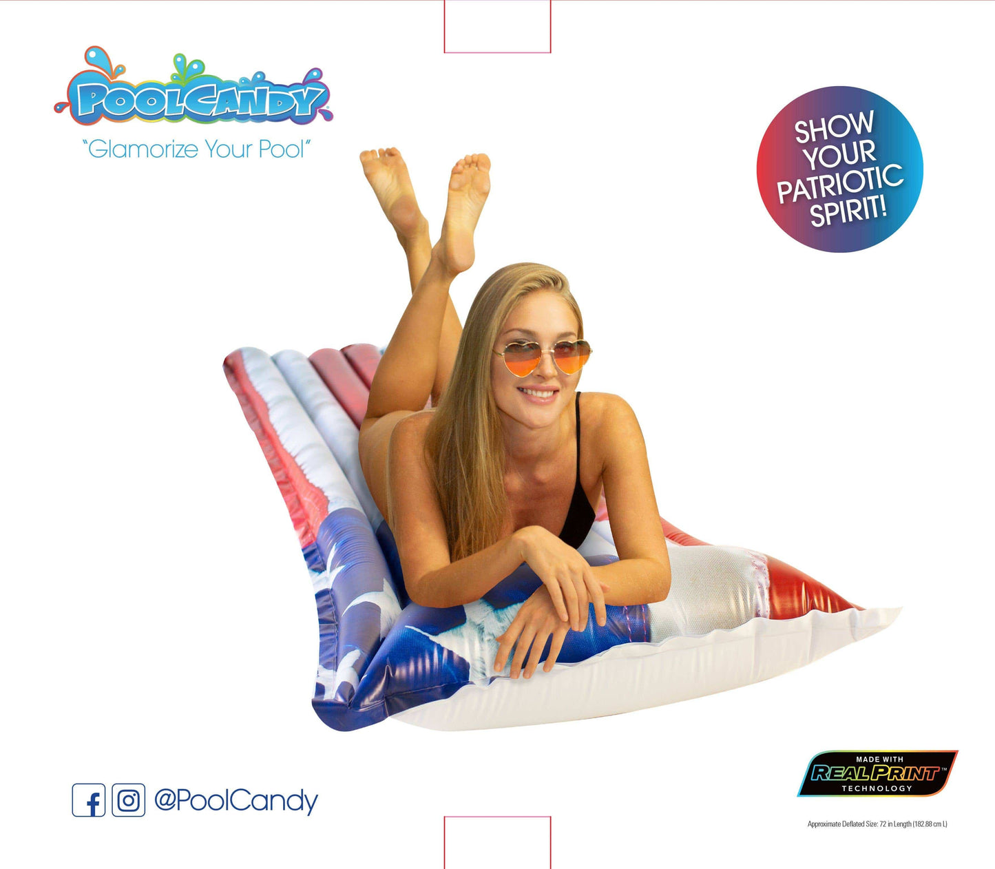 Inflatable Pillow Pool Raft Stars & Stripes