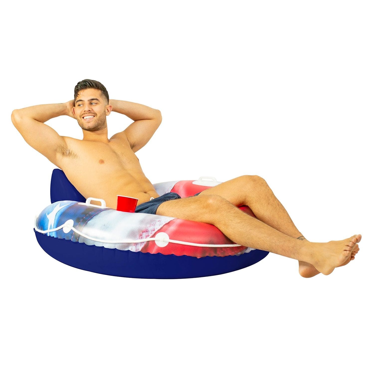 Inflatable Stars & Stripes River Tube with Back Rest Jumbo Size